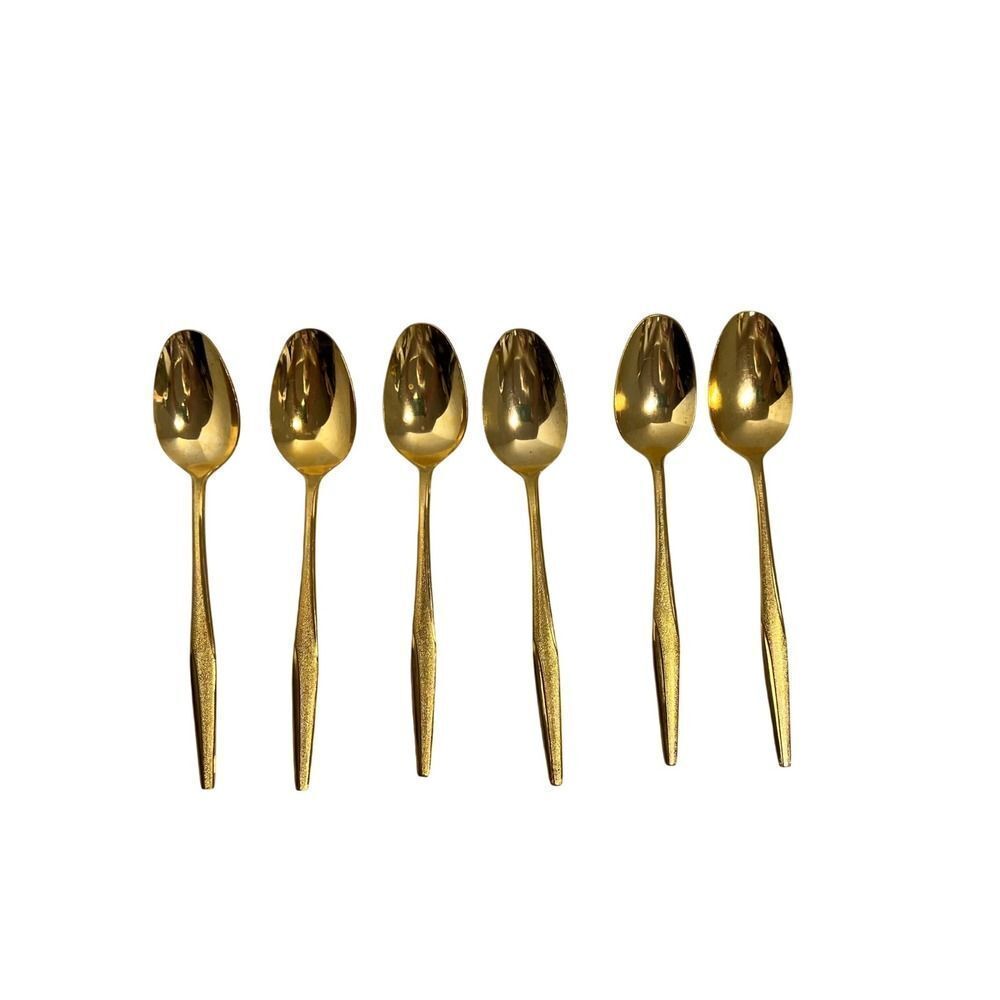 VINTAGE FLORENTINE Set of 6 Goldtone  Spoons Serving Utensils Elegant